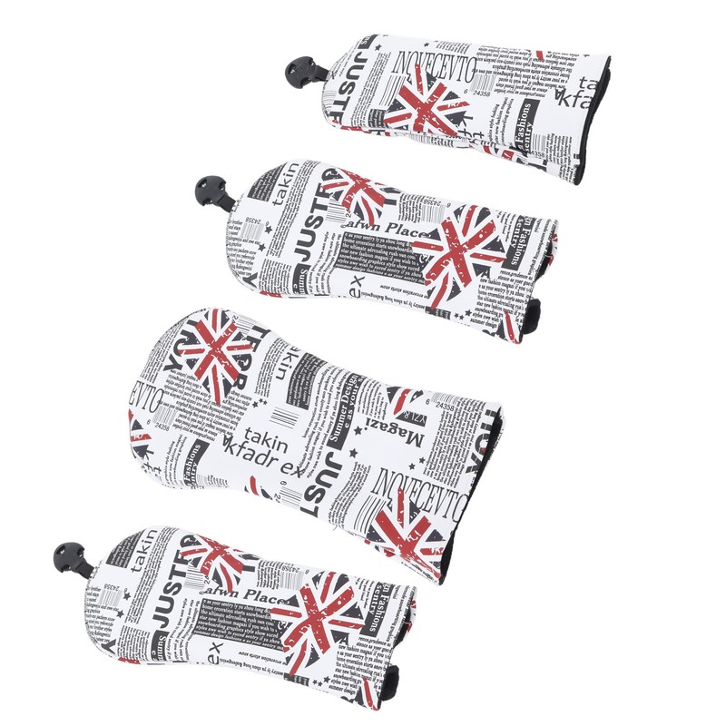 4Pcs UK Flag Print Golf Club Head Cover PU Golf