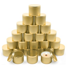 YJHSS Candle Tins 8 OZ, Set of 24 Premium Matte Full Gold Candle Jars for Candle Making, 8oz Candle Tin with Lids for Candle Making, Bulk Empty Candle Containers for Small Business - Gold