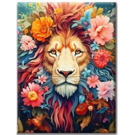 Yiminu.DS Diamond Painting Adults Diamond Painting Pictures Flowers 30 x 40 cm 5D Diamond Painting Craft Set Craft Wall Decoration Animal Lion Flower