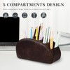 molshine Remote Control Holder with 5 Compartments,Pu Leather Office Organization