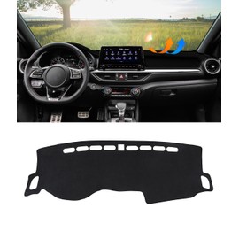 BIBLOZ Dash Cover for Kia Forte 2019-2024 Accessories Black Flannel Dashboard Cover Mat Car Dashboard UV Sun Protection