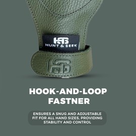 Hunt & Seek Thick Cow Leather Archery Hand Guard Protector Bow Glove for Traditional Long Recurve & Compound Bow (Green, Small, Left)