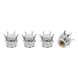 A ABSOPRO Tire Valve Stem Caps 12.8x15.8MM Car Wheel Valve Cap ABS Silver Tone Faux Crystal Crown Style for Car Bike Motorcycle Truck Anti Crash Tyre Valve Stem Cover Valve Dust Cap 4 Pcs