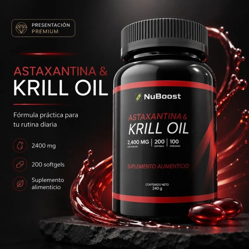 Omega 3 Krill Oil Astaxantina 2000mg 200 Capsulas Plus