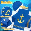 FYSUIMU 50 Pcs Blue Nautical Guest Napkins Gold Foil Anchor
