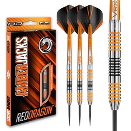Red Dragon Amberjack Darts 21 g, 22 g, 23 g, 24 g or 27 g Professional Dart Set, 3 x Darts with Flights and Shafts