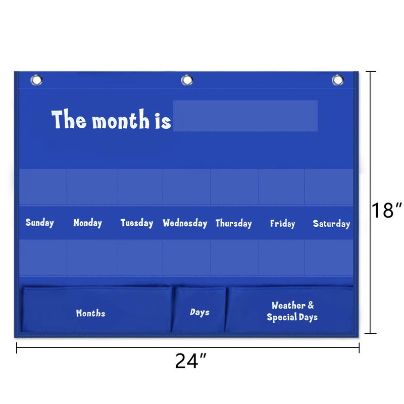 Weekly Calendar with Weather Pocket Chart Elementary for Classroom Home,98