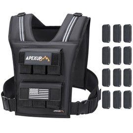 APEXUP Adjustable Weighted Vest Men 20lbs/30lbs/40lbs Weights with Reflective Stripe, Weight Vest Woman Workout Vest for Strength Training Running Walking (30 lbs, Black)