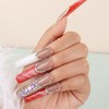 Handmade Press on Nails Power,Red & White Nails with Crystals,