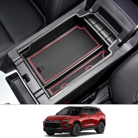 CDEFG Center Console Accessory Organizer for 2019-2025 Chevy Blazer Armrest Box Storage Box Insert Tray (Black, Minimalist Style)