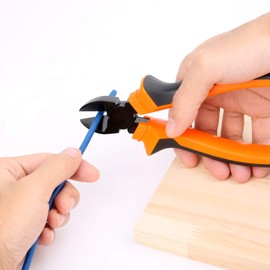 BOENFU Wire Cutters Electrical Heavy Duty CRV Steel, Comfort Grip Diagonal Cutting Pliers for Crafting, Floral Wire, Chicken Wire, Artificial Flowers, Orange, 7.5 Inches
