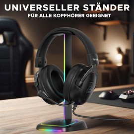 THE G-LAB K-Stand Néon RGB HUB - Headset Holder with LED Lighting | RGB Headphone Holder with On/Off Button, Choice of Colours & USB-A/USB-C Ports | Gaming Accessories & Gift Idea for Gamers
