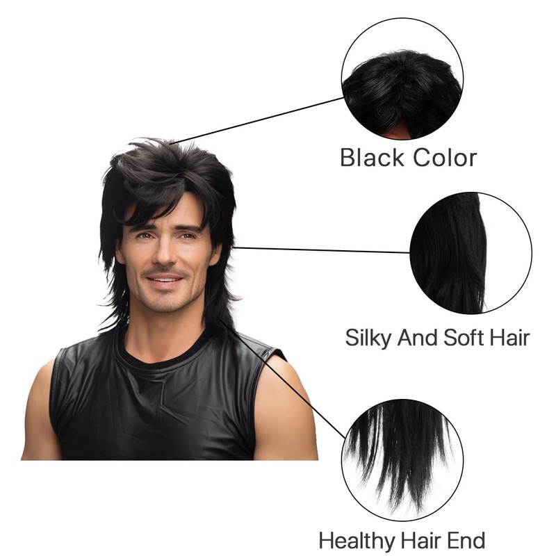 Dude Wigs - Adult Funny Mullet Wig for 70s &