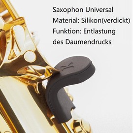 KOMUNJ 2 Stücke Saxophon Daumenauflage, Sax Gummi Cushion Daumenstütze Instrumente Zubehör, Schwarz Thumb Rest Daumenauflage Kissen Fingerschutz Zubehör für Sopran Alt und Tenor Sax