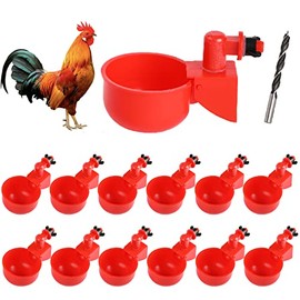 Chicken Water Cups, 12pcs Automatic Chicken Water Feeder, Poultry Waterer Kit Suitable for Chicks, Duck, Goose, Turkey and Bunny, 12-Pack