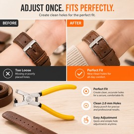 2.0 mm Leather Hole Punch Pliers – Precision Watch Band, Belt & Strap Punch Tool for Leathercraft, Repairs & DIY