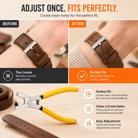2.0 mm Leather Hole Punch Pliers – Precision Watch Band, Belt & Strap Punch Tool for Leathercraft, Repairs & DIY