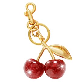 Aonald Cherry Keychain For Women Resin Silver Cherry Charm For Purse Bag Cute Handbag Accessories Key Chain Gold Car Keychain (Gold red)