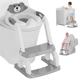 Potty Training Seat with Step Stool Ladder, Potty Training Toilet Seat with Soft Seat Splash Guard, Adjustable Height, 2 in 1 Potty Seats for Toddlers Kids Boys Girls