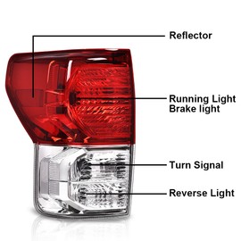 G-PLUS Tail Lights Assembly Left & Right,Fit For Toyota Tundra 2014 2015 2016 2017 2018 2019 2020 2021 Rear Brake Lamps,Clear Lens Chrome Housing Tail Lamps Driver & Passenger Side 815500C100