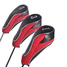 Andux Golf Driver Wood Head Covers for 460cc Driver with Zipper Closure Pack of 3 (MT/MG15 Red)