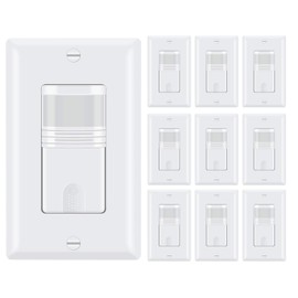 ECOELER Motion Sensor Light Switch, Single Pole in-Wall PIR Infrared Motion Activated Wall Switch, Neutral Wire Required, Vacancy & Occupancy Mode Available, Title 24, UL Certified, White 4Pack
