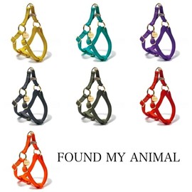 Found My Animal - Black Cotton Cat & Dog Harness (Medium) - Hand Dyed & Crafted Dog Harness - Adjustable, Pet Harness with Solid Brass Rings & Buckle - Dog Training Harness