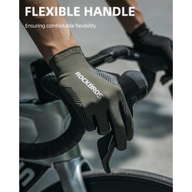 ROCKBROS Cycling Gloves Mountain Bike Gloves for Men Women Anti-Slip Full Finger Biking Gloves SBR Pad Shock-Absorbing MTB Road Bicycle Gloves for Riding Running Hiking Outdoor Sports