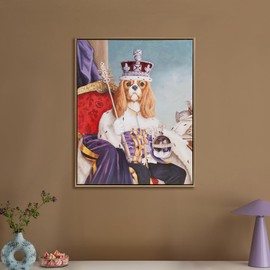 Madison Park Pet Wall Art, Funny Animal Canvas Wall Decor for Bedroom, Printed And Stretched, Framed, Ready To Hang, Classic Parody, Study, Living Room Décor - King Charles Spaniel III Pet Portrait
