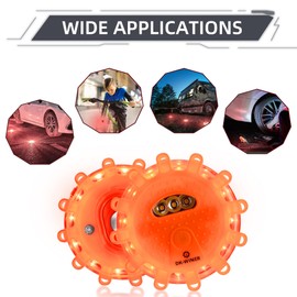 DK-WINER LED Road Flares 6Pack Roadside Emergency car kit Emergency Road Flares Kit with Magnetic Base for Vehicles & Boat | 9 Flash Modes(with Batteries) (12pack rechargeable)