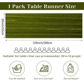 JALANCY Velvet Table Runner 20 x 120 Inches 10ft Luxurious Thick Soft Velvet Christmas Thanksgiving Wedding Reception Table Runner for Party Reception Decorations(Olive Green, 1 Pack)