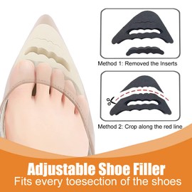 16 Pairs Shoe Filler Heel Pads for Womens Shoes - Shoe Filler for Too Big Shoes Women with Toe Inserts, Toe Inserts for Too Big Fit