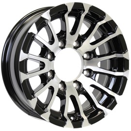 eCustomrim Aluminum Trailer Wheel 16X6 16" 8 Lug 6.5 Center Avalanche Machined Black Rim