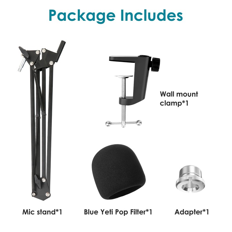 Blue Yeti Microphone Stand with Foam Cover - Suspension Boom