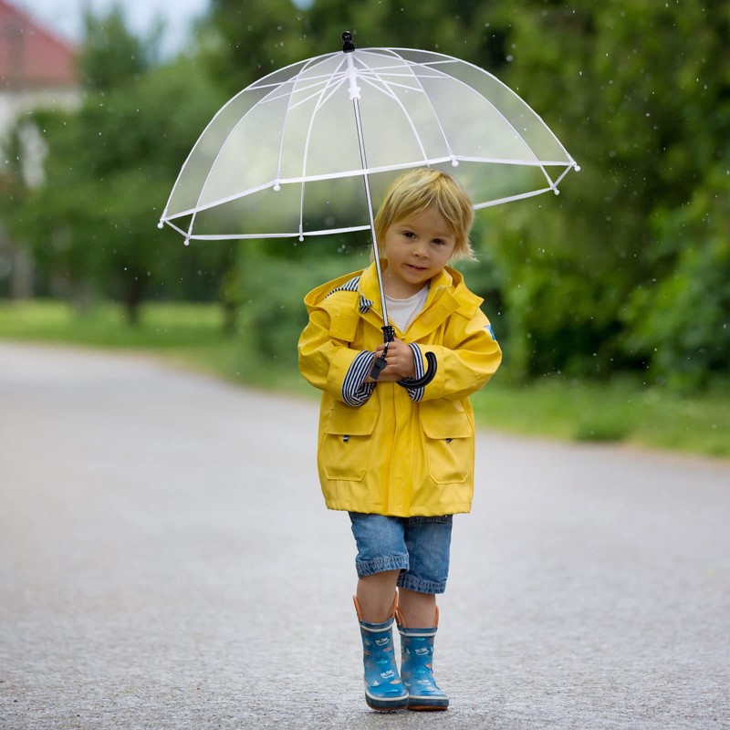 Jexine 4 Pcs Kid's Clear Bubble Umbrella Transparent Umbrella with