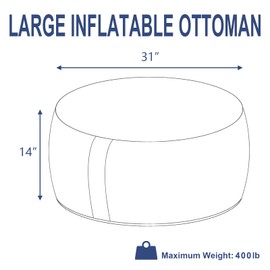 Melody Elephant Outdoor Inflatable Stool Ottoman, All Weather Portable Footrest Stool, Furniture Stool Ottomans for Home Garden Beach, D31”xH14”, Acapa Opal Geometric