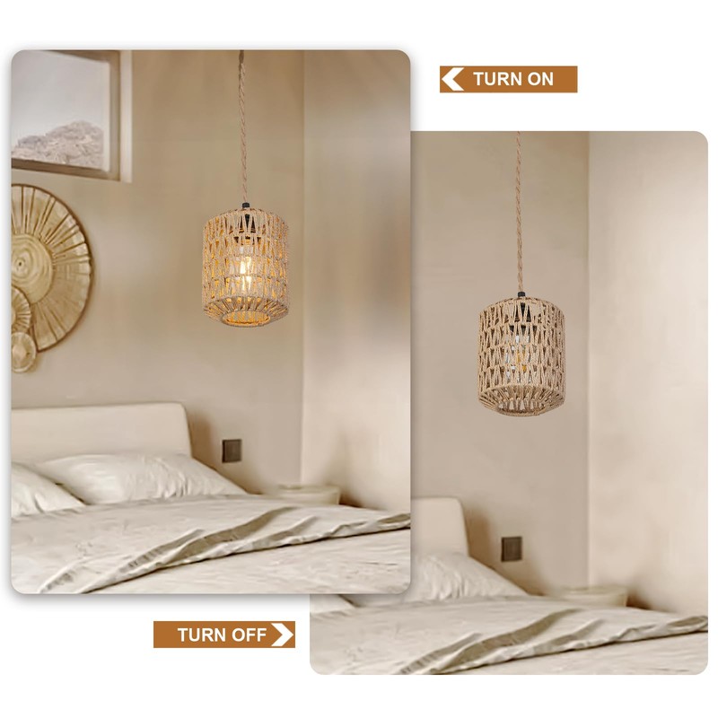 ALAISLYC 3 Lights Plug in Pendant Light with Cord On/Off