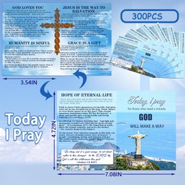 JDLL 300 Pcs Gospel Tract Card Salvation Plan Cards Bible Tracts Christian Tracts Inspirational Bible Verses Greeting Church Supplies (Today,I Pray - KJV)