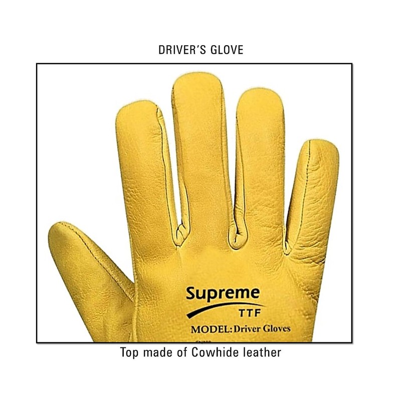 SupremeTTF 5 Pairs Yellow Leather Gloves HGV Drivers Hand Safety
