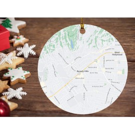 Beverly Hills CA Ornament Beverly Hills California Map Decor Beverly Hills City Souvenirs Ornament 3" Christmas Tree Gift Family and Friend