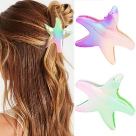 BARTOSI Starfish Hair Claw Clips Acrylic Hair Clips Medium Claw Clips Fancy Hair Accessories for Women (Pack of 2) (Set 2)