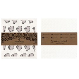 NordicNeat - Eco-Friendly Swedish Dishcloth. Reusable, Ultra-Absorbent Cellulose Cotton Sponge Cloth | Sustainable & Biodegradable Cleaning for Kitchen & Home – Custom Nordic Design (Whimsical)