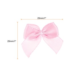 MECCANIXITY 60Pcs Mini Ribbon Bow 1" Mini Fabric Satin Ribbon Flower Bows for Craft DIY Sewing Wedding Birthday Party Pink