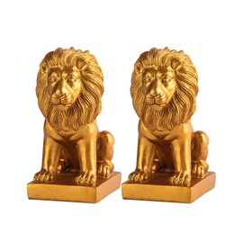 Lion Book Ends for Home Decorative 2 Golden Bookends Bookcase Decoration Book Ends to Hold Books Heavy Duty Bookends for Shelves Vintage Antiq Nonskid Shelves