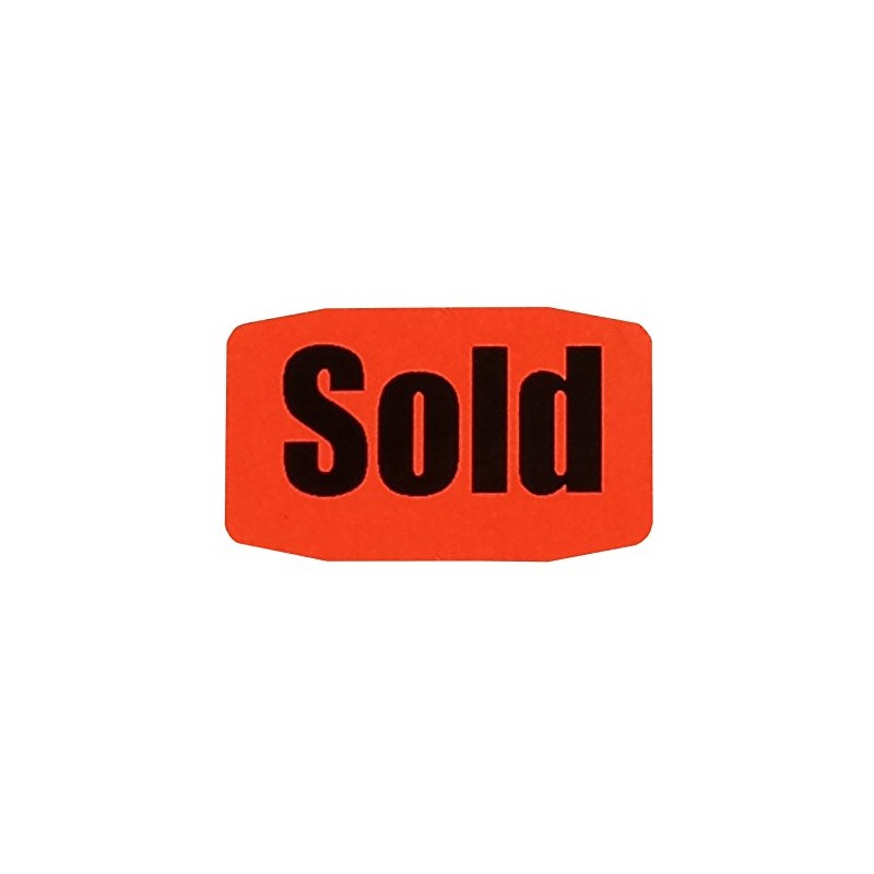 Sold Stickers, Fluorescent Red, 1000
