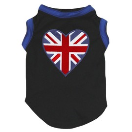 Petitebelle Britain Heart Puppy Dog Shirt (Black, Medium)