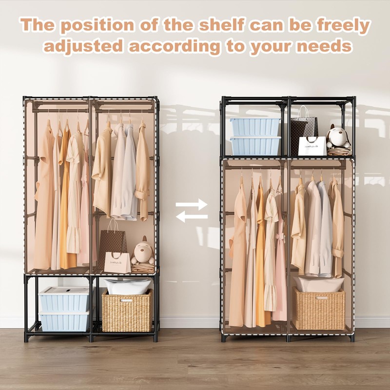 BrFoYu Portable Closet for Hanging Clothes, Portable Wardrobe Closet with