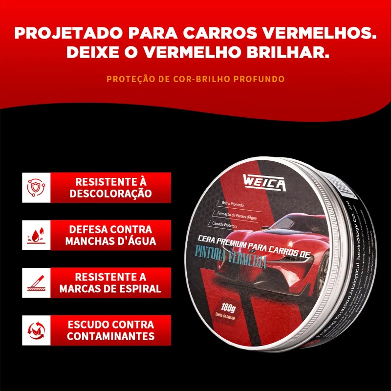 Weica Cera Carnaúba Roja 180g Kit Apl.: Brillo Y Protección