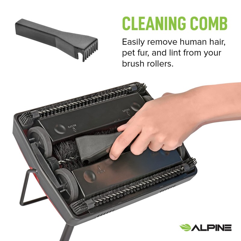 Alpine Manual Carpet Sweeper Triple Brush – Non Electric Multi-Surface
