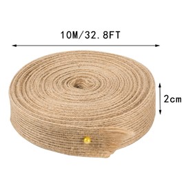 OWill Hessian 2 Rolls of Jute Ribbon, 20m Long Gift Ribbon Natural Ribbon, Decorative Ribbon for Crafting and Gift Wrapping (2cm) (Jute Ribbon)